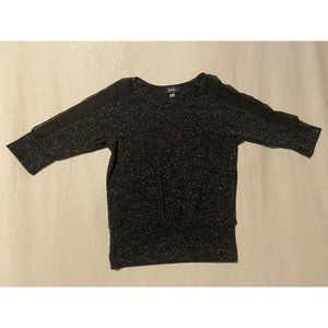 By & By Women's Black Glitter Boat Neck 3/4 Sleeve Stretch Top Size Medium